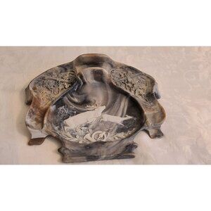 Vintage Genuine INCOLAY Stone Leaping STAG Deer Valet Tray